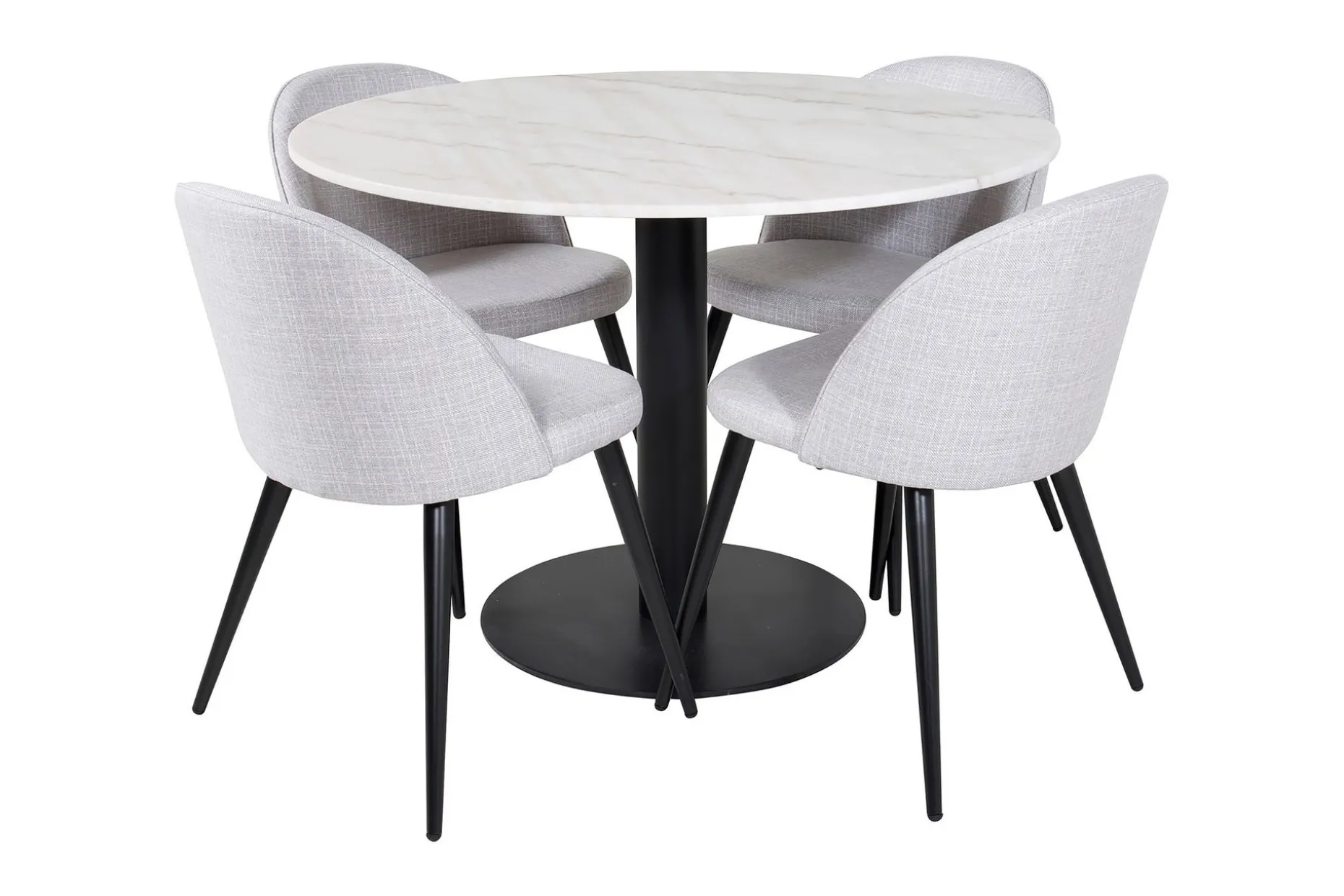 Admira Spisegruppe 106 cm Rundt Marmor inkl. 4 Sedavi Stoler