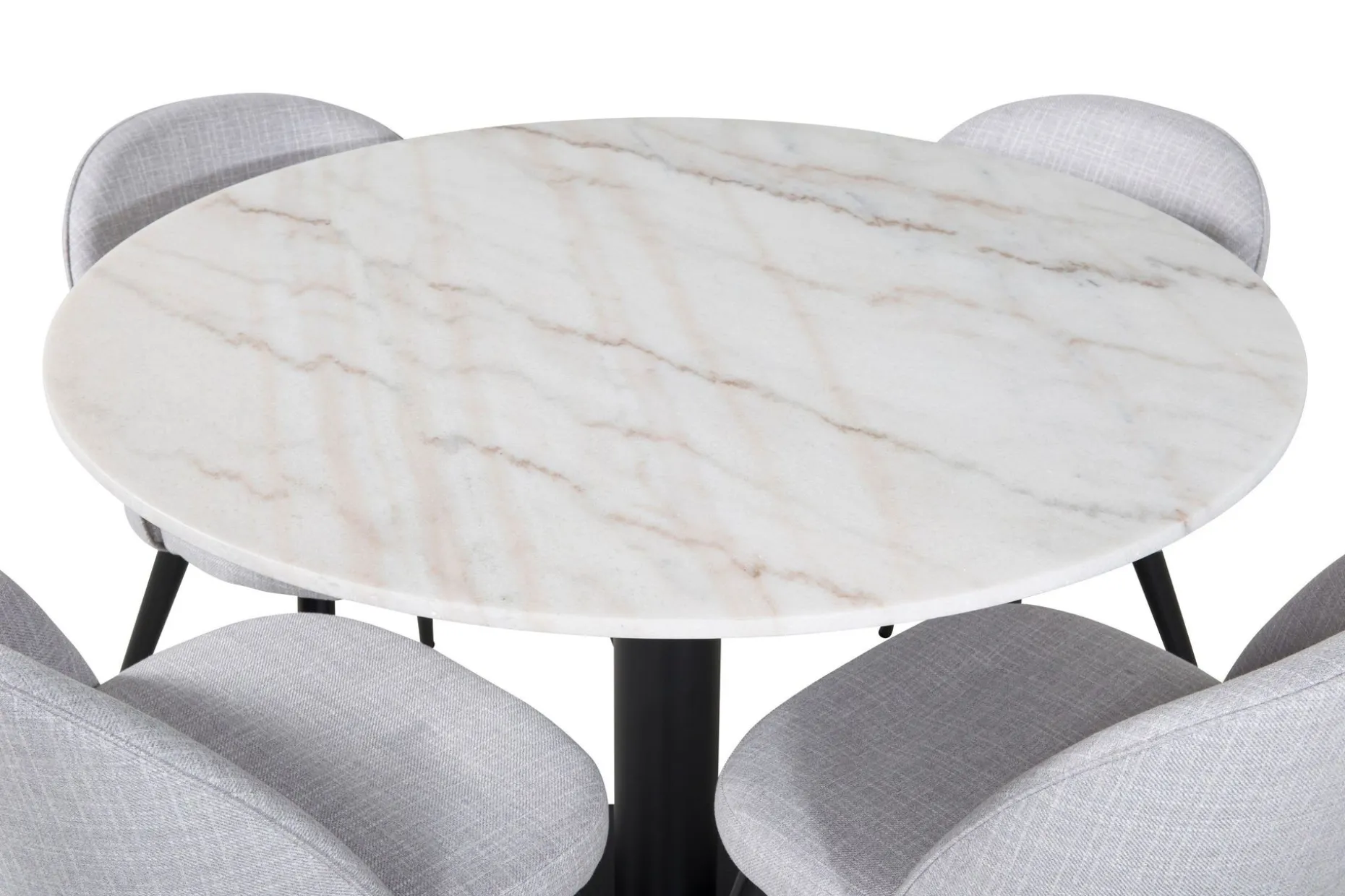 Admira Spisegruppe 106 cm Rundt Marmor inkl. 4 Sedavi Stoler