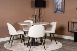 Admira Spisegruppe 106 cm Rundt Marmorbord med 4 Valera Spisestoler