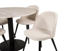 Admira Spisegruppe 106 cm Rundt Marmorbord med 4 Valera Spisestoler