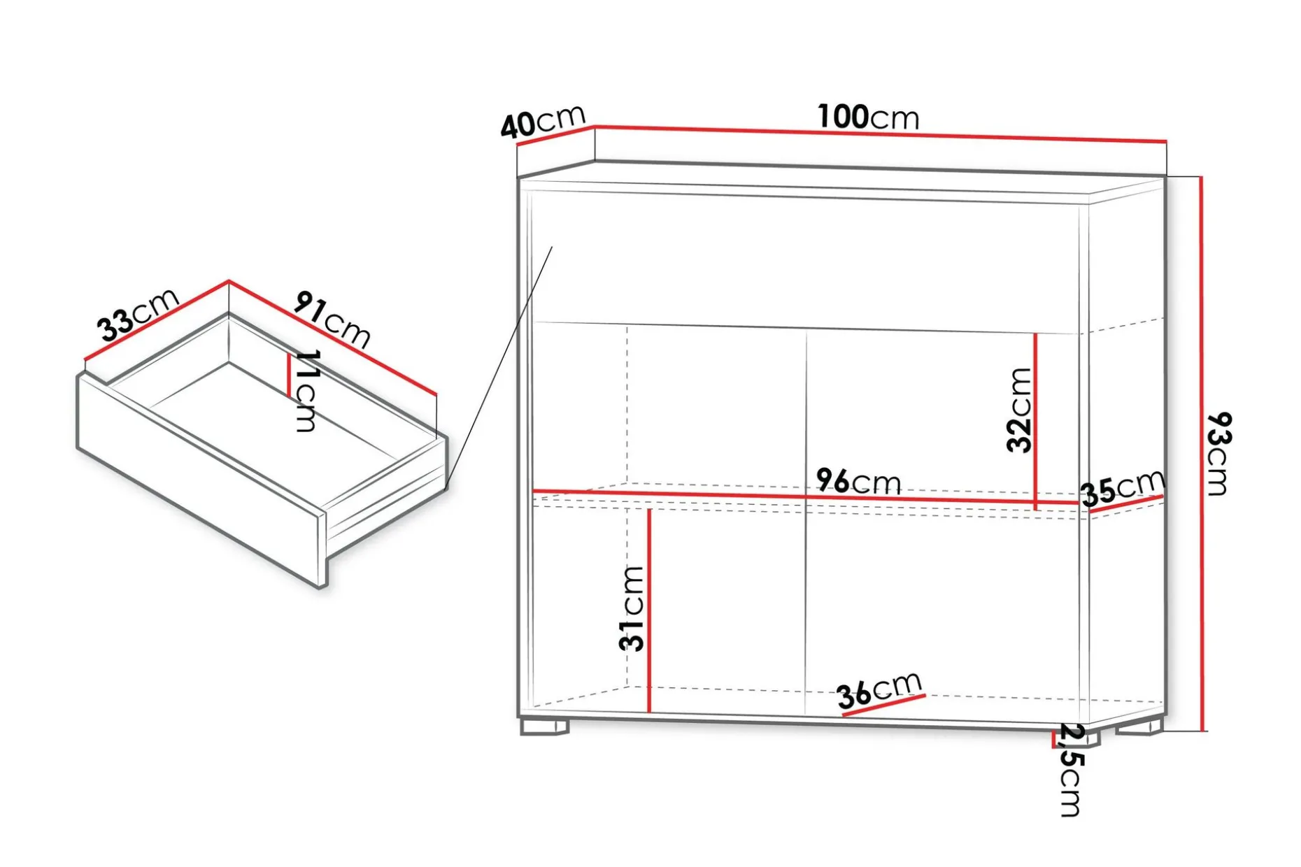 Agawal Kommode 100 cm