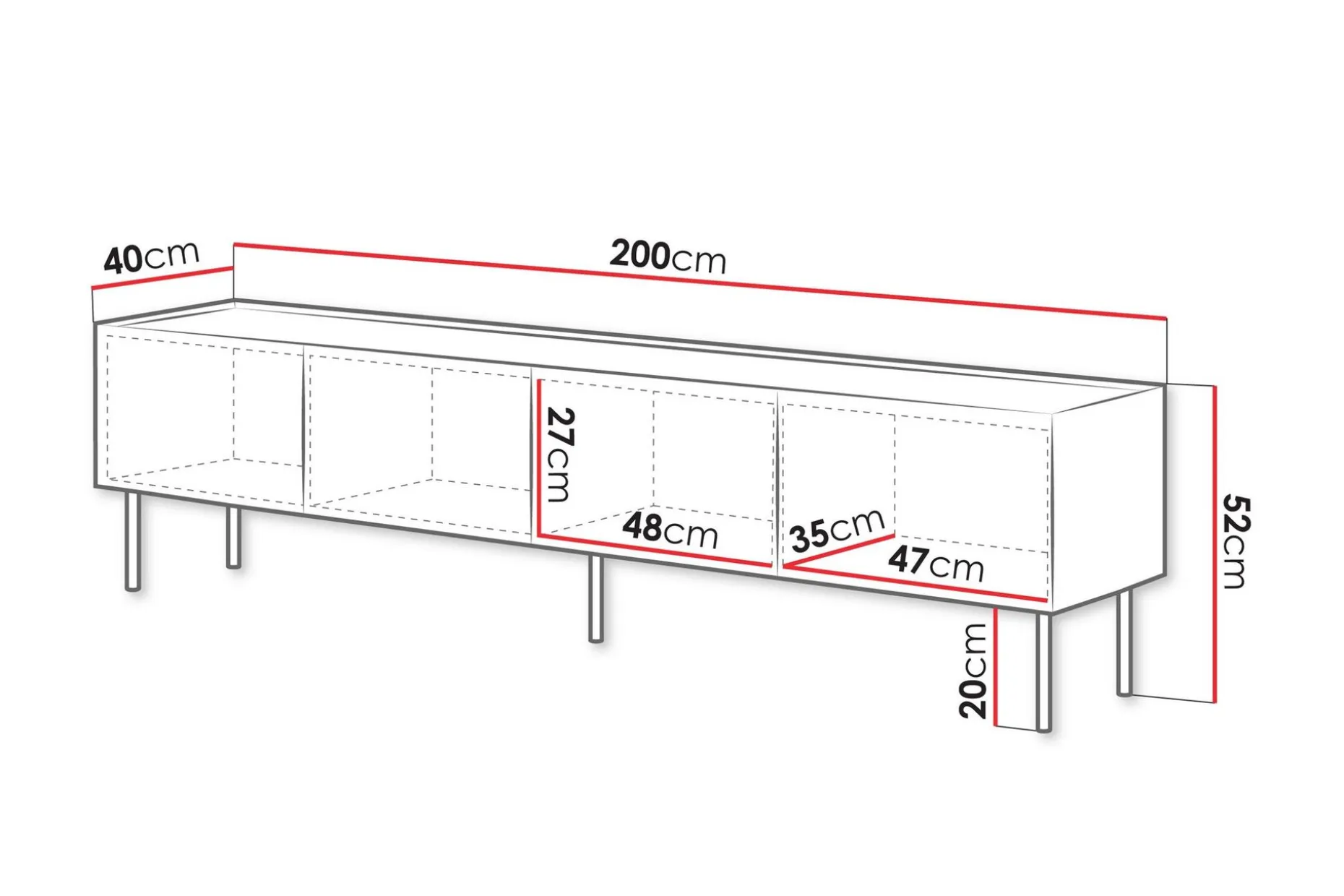 Akie TV-benk 200 cm