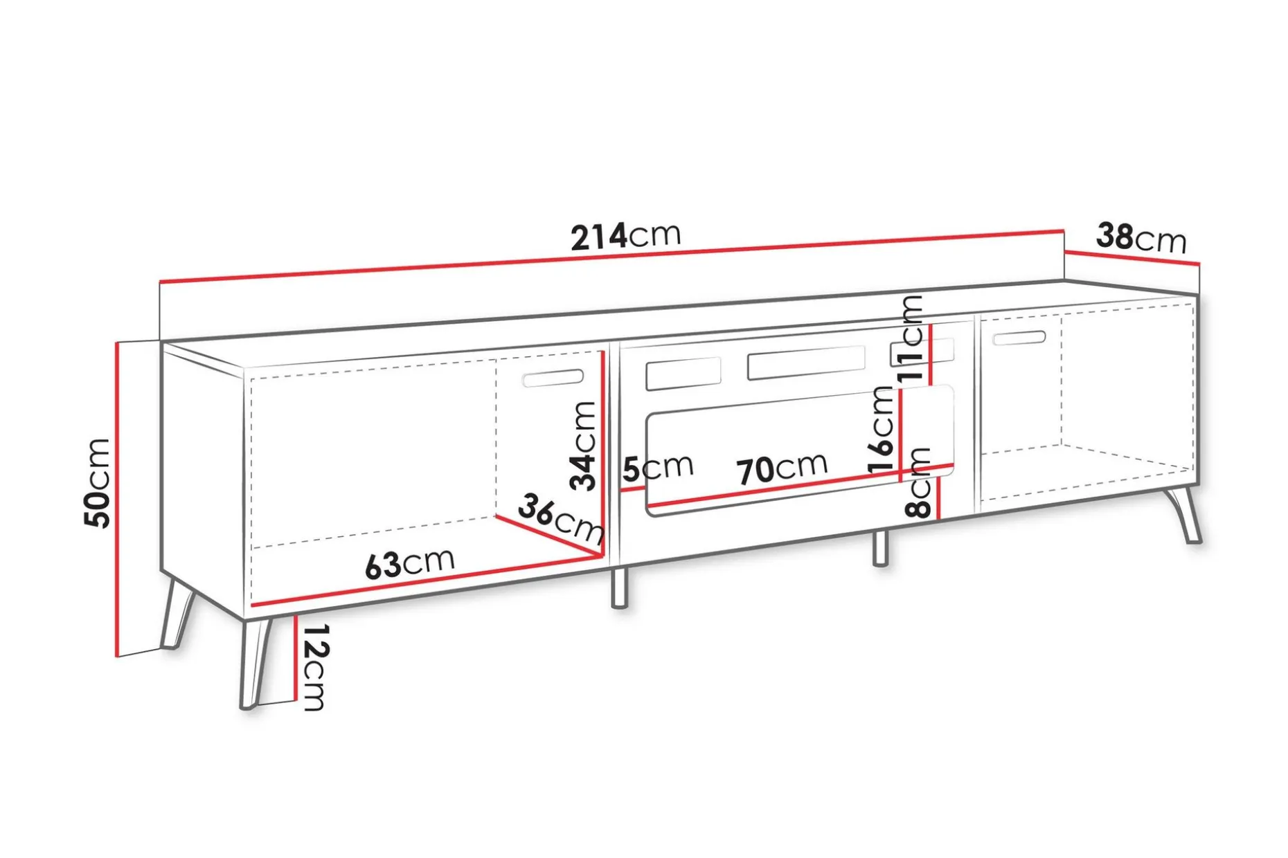 Akihiko TV-benk 214 cm
