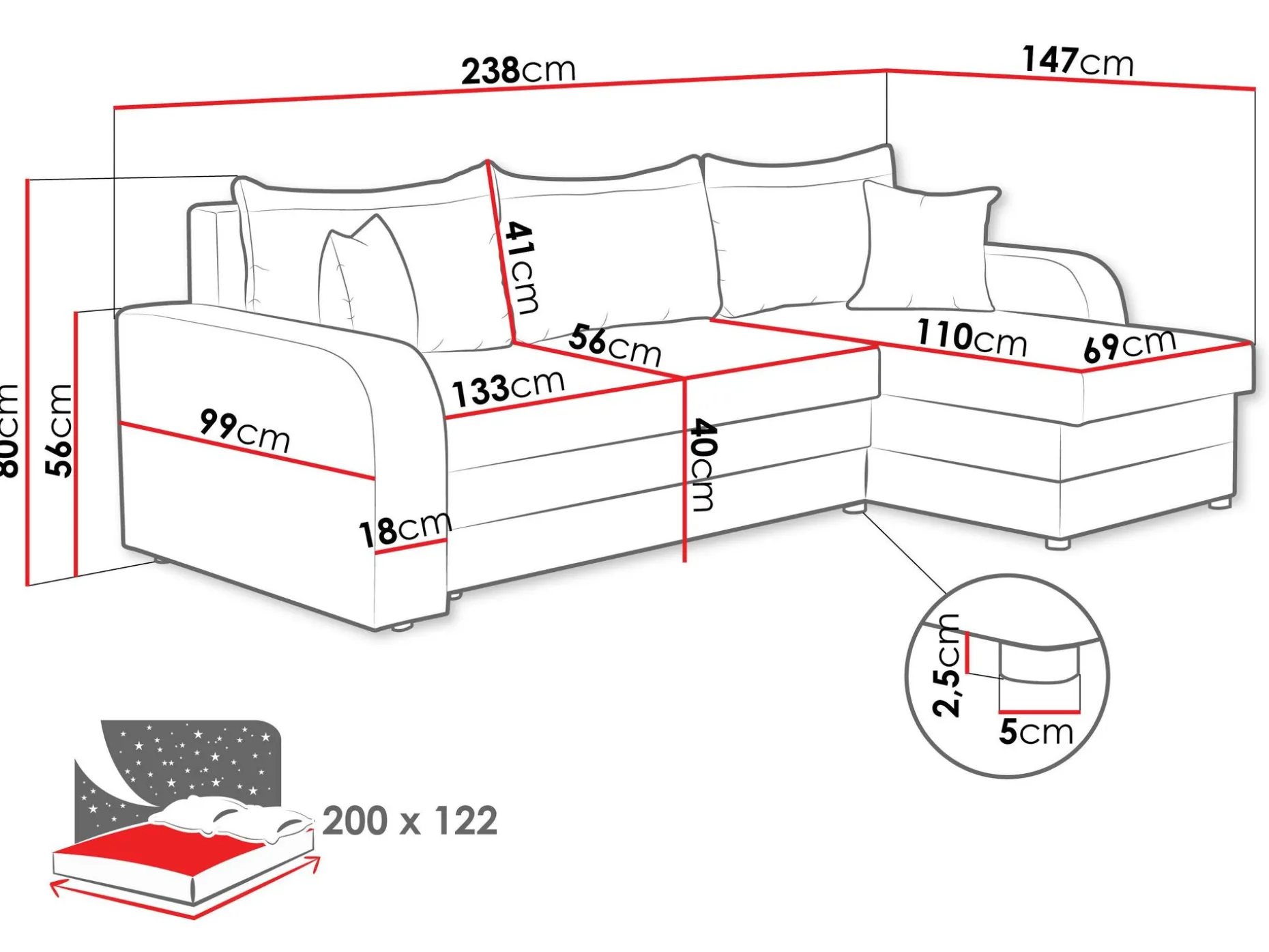 Alvared 3-seters Divansofa
