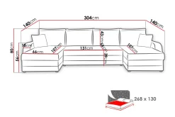 Alvared 4-seters Sovesofa med Dobbeldivan med Oppbevaring
