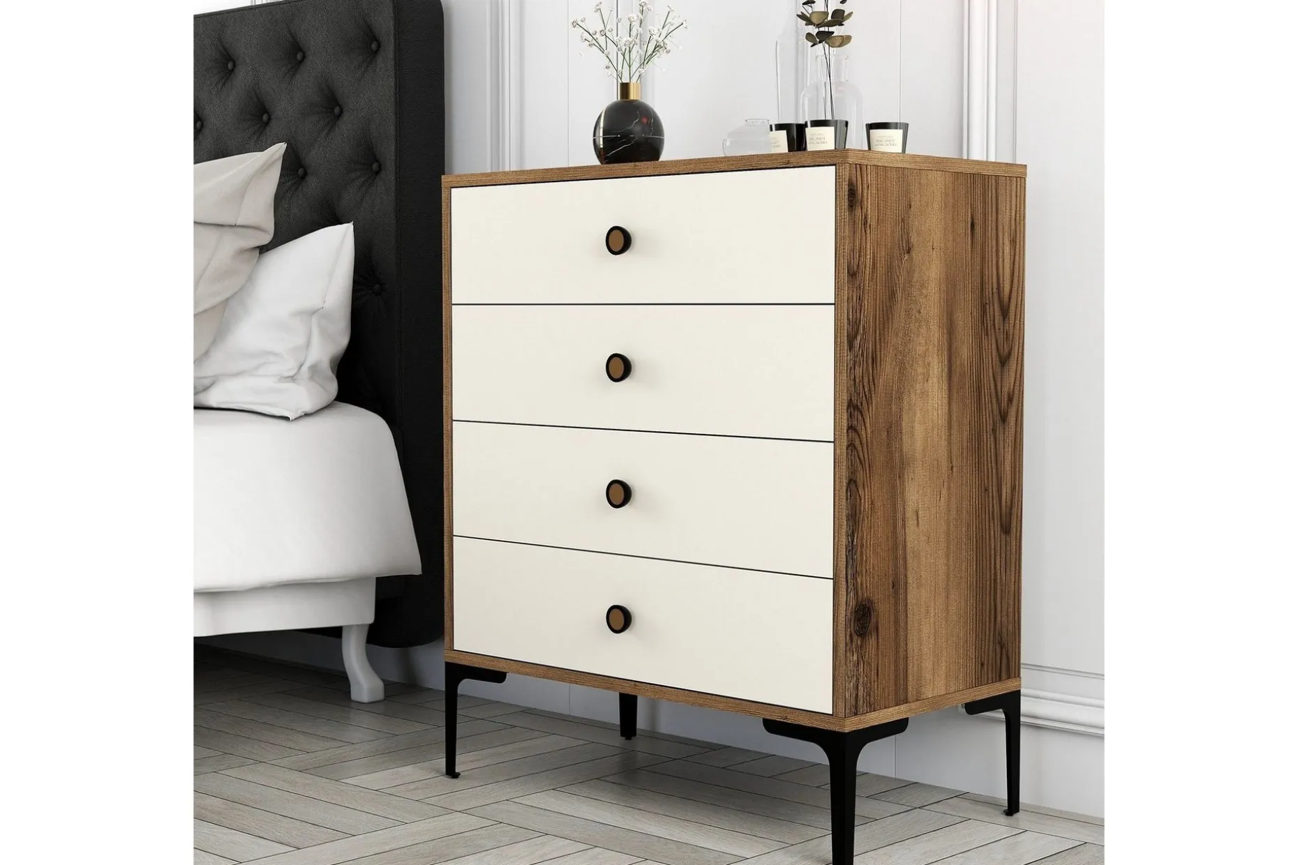 Ameias Kommode 76x90,7 cm Brun/Beige