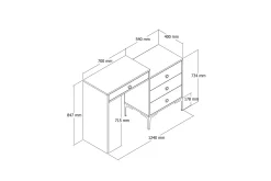 Ameias Sminkebord 124x84,7 cm Brun/Hvit