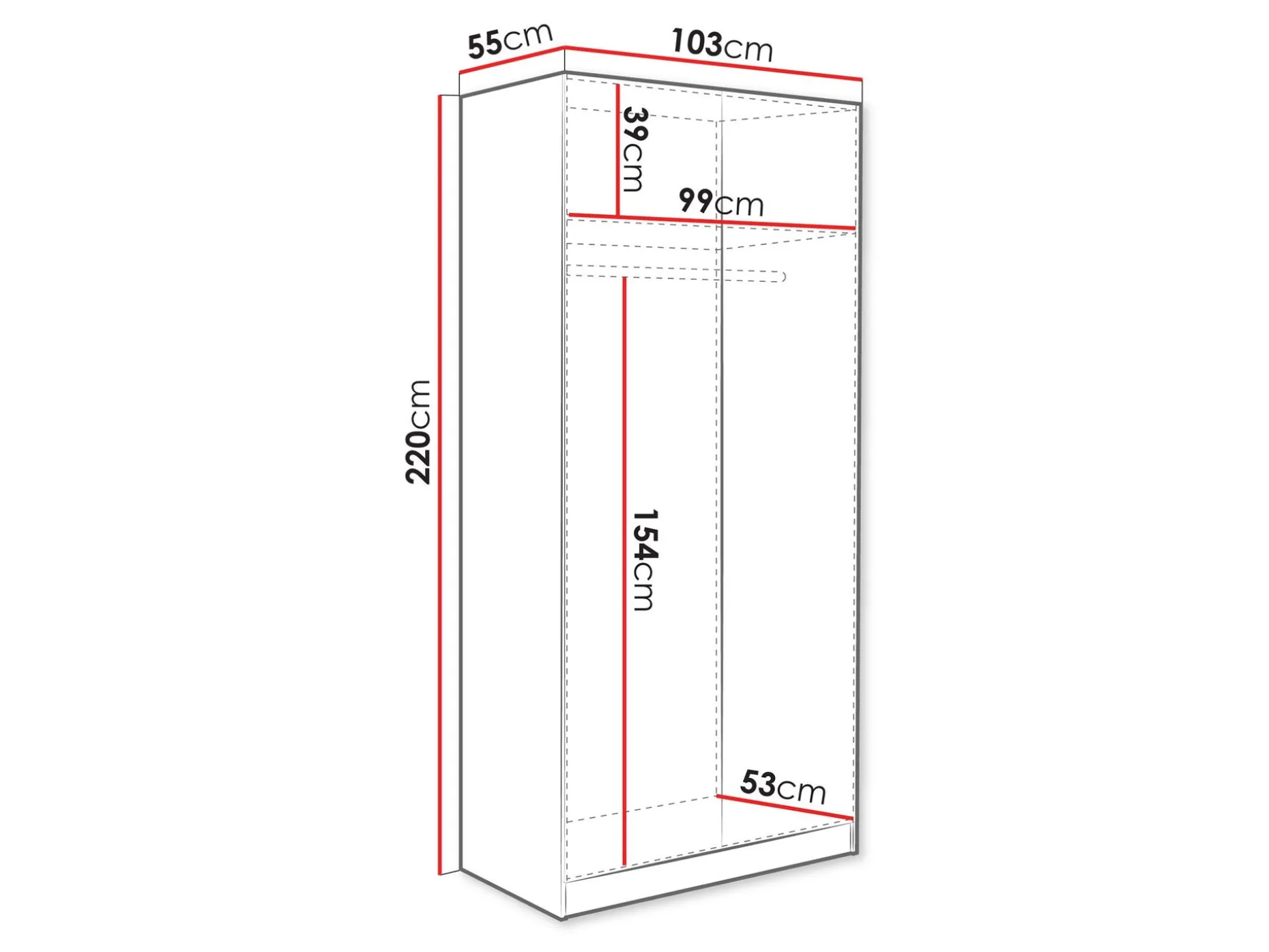 Amelus Garderobeskap 103x220 cm