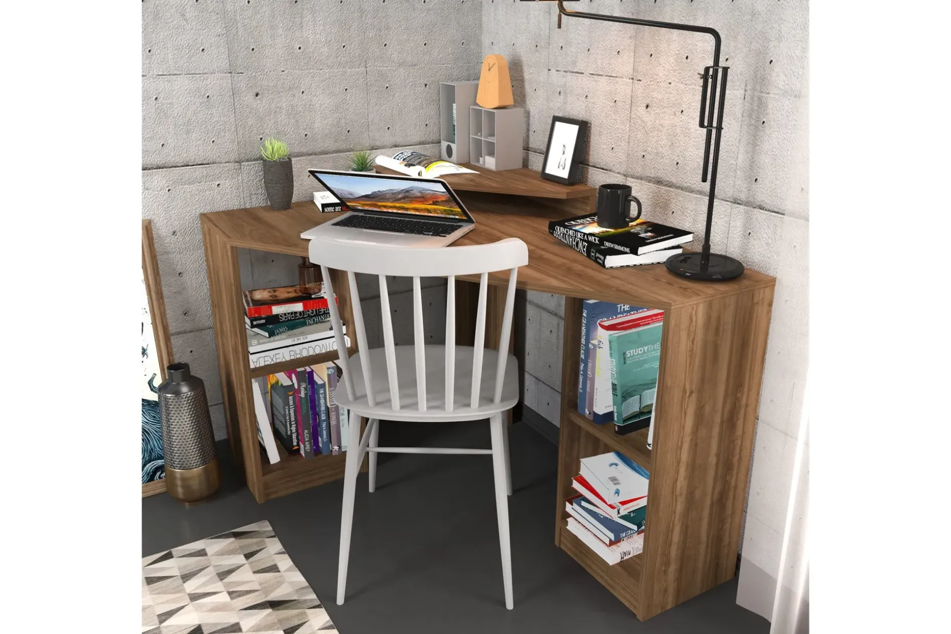 Andifli Skrivebord 60x196,6x120 cm med oppbevaring