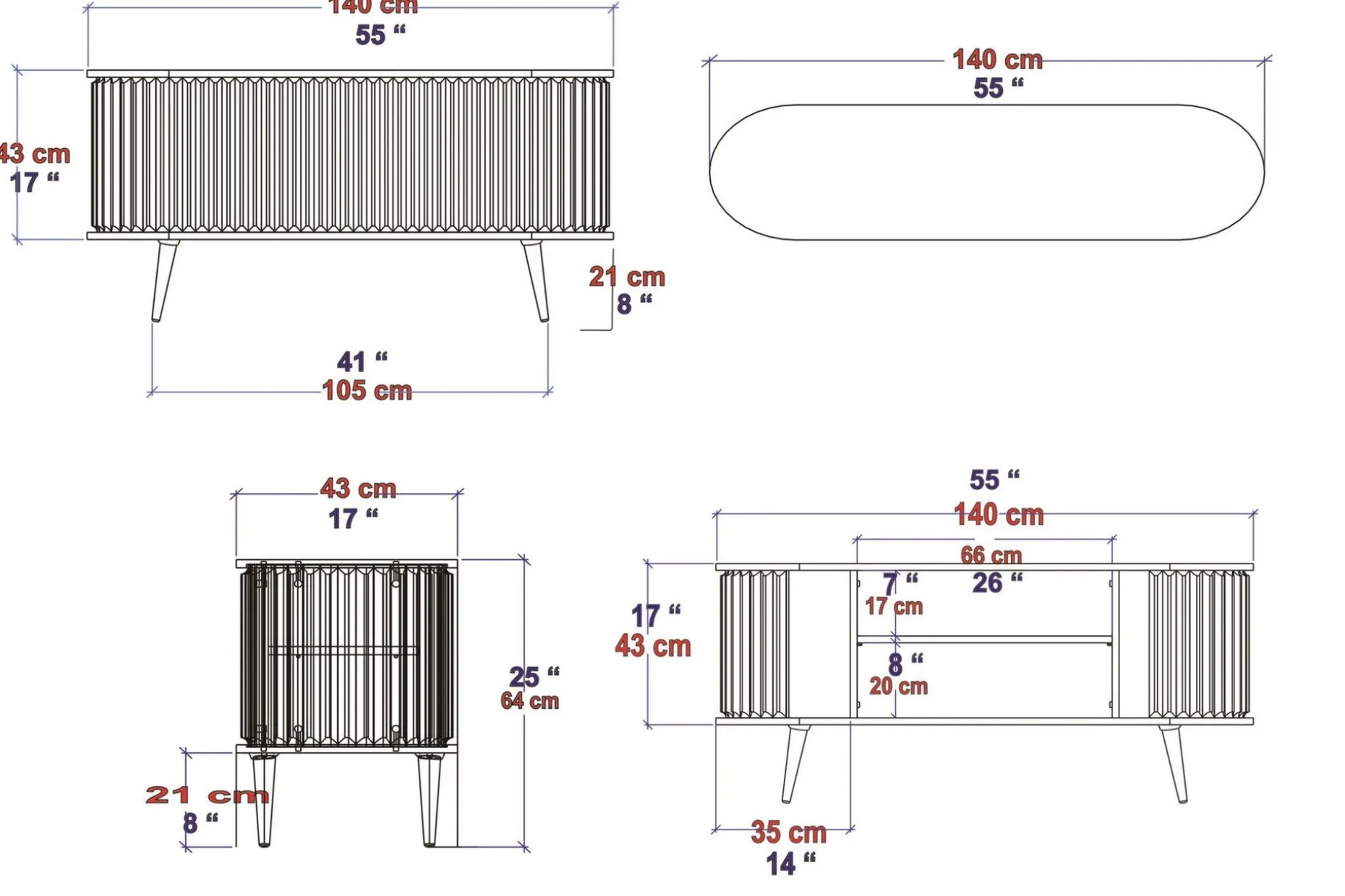 Andifli Tv-benk 140x64 cm