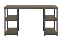 Ashlar Skrivebord 137 cm med Oppbevaring 4 Hyller Brun/Svart