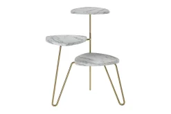 AtHena Sidebord 55 cm Marmorlook/Hvit/Messing
