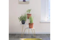 AtHena Sidebord 55 cm Marmorlook/Hvit/Messing
