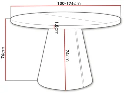 Aurion Spisebord rundt uttrekkbart 100-174 cm