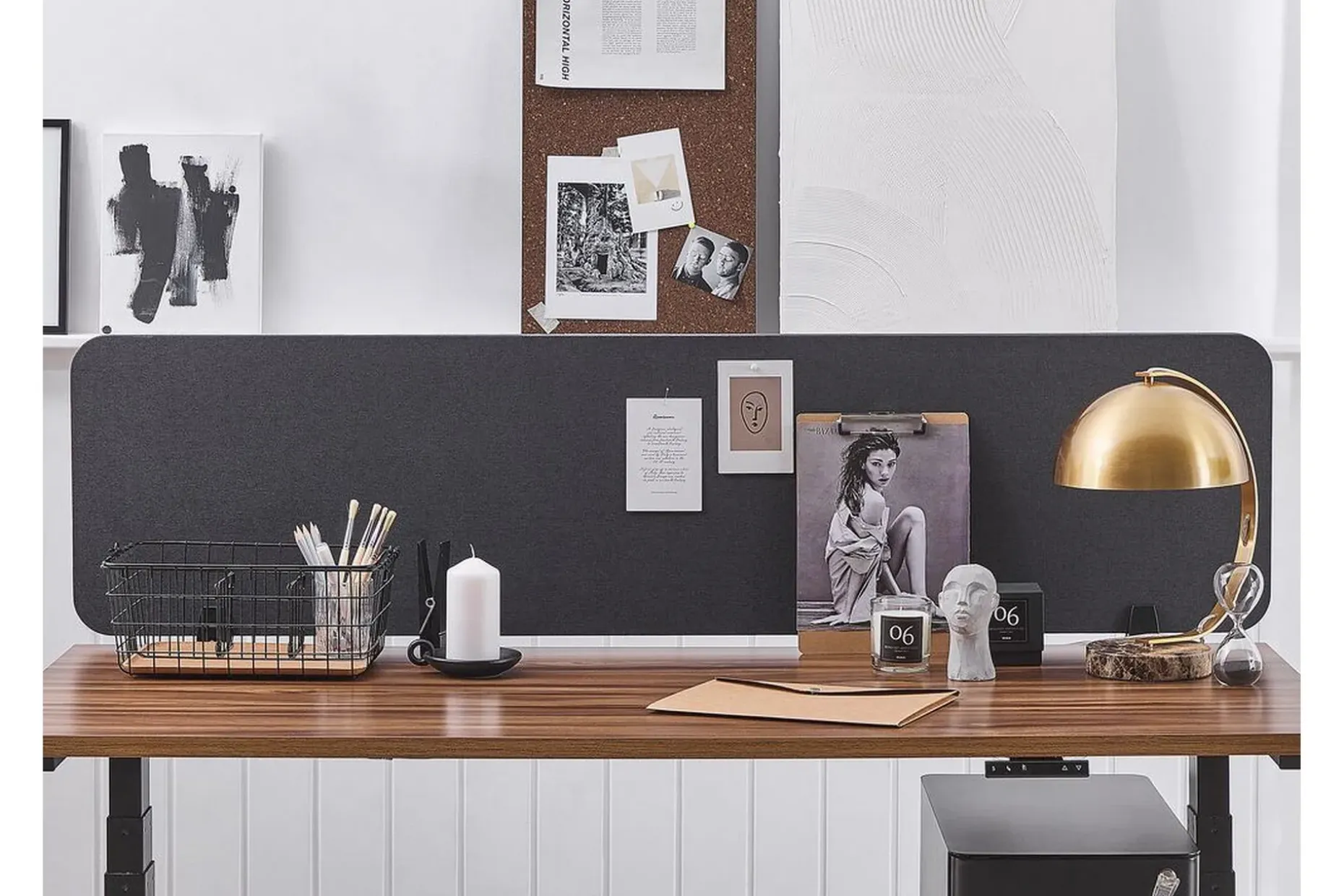 Avskjerming til Skrivebord 180x40 cm grå WALLY