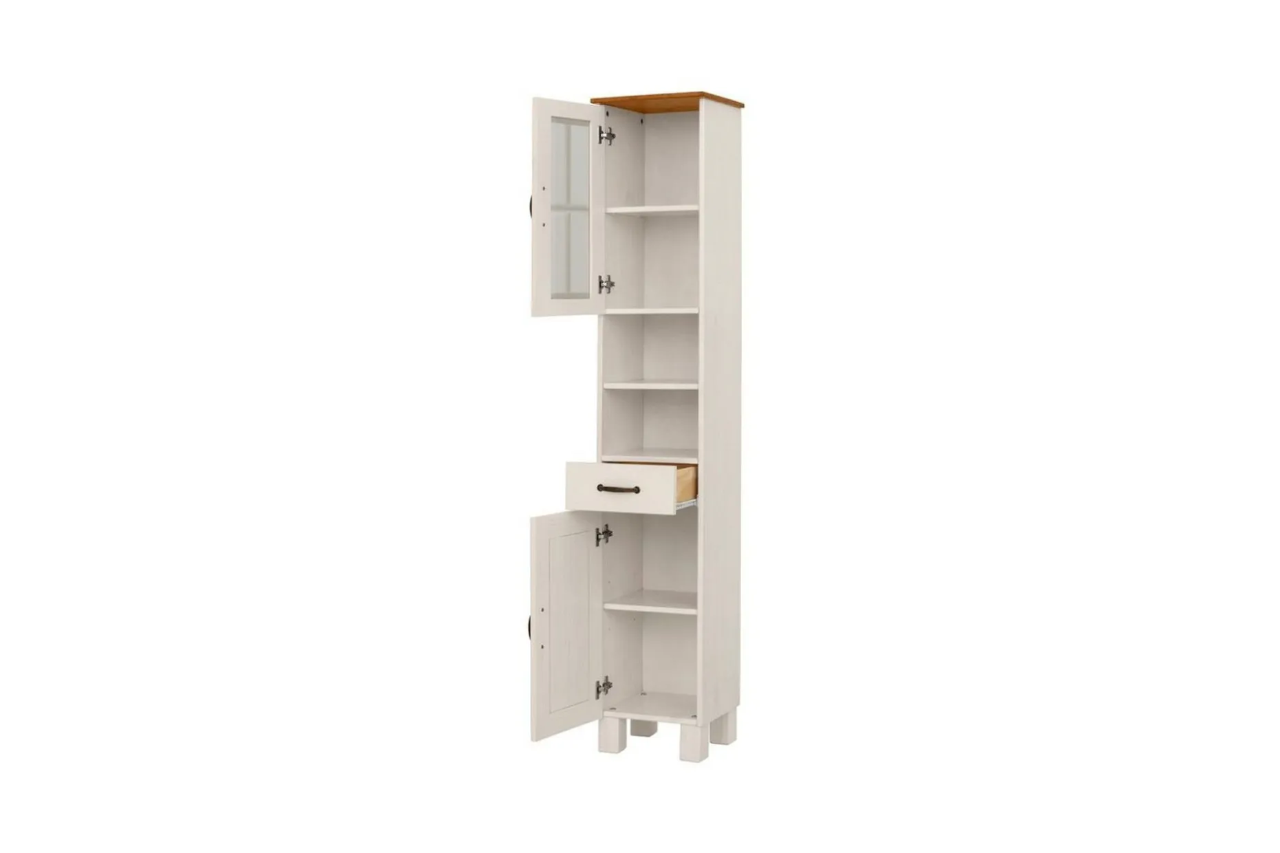 Baderomsskap Alby 33x30x180 cm, Hvit/Honning