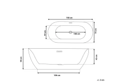 Badkar frittstående 150 cm hvit CARRERA