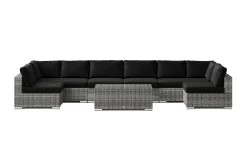 Bahamas U-formet utendørs loungegruppe med åpen avslutning, 8-seters med bord