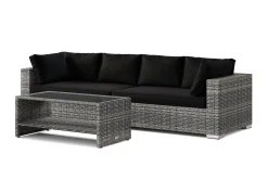 Bahamas utesofa 4-seters med bord og hylle