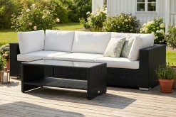Bahamas utesofa 3-seters med bord og hylle