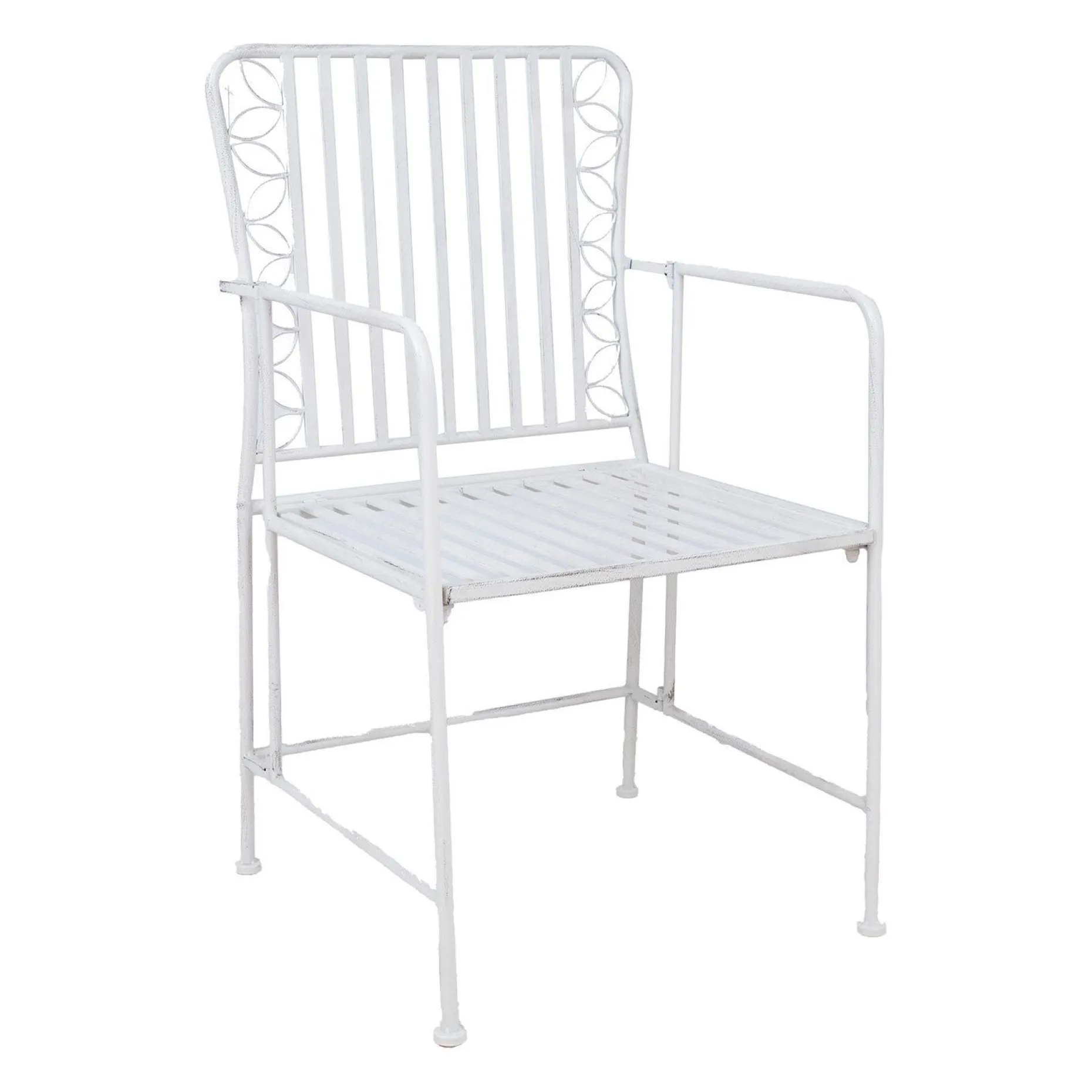 Balkongsett HOME4YOU Jasmine bord og 2 stoler antikkhvitt metall