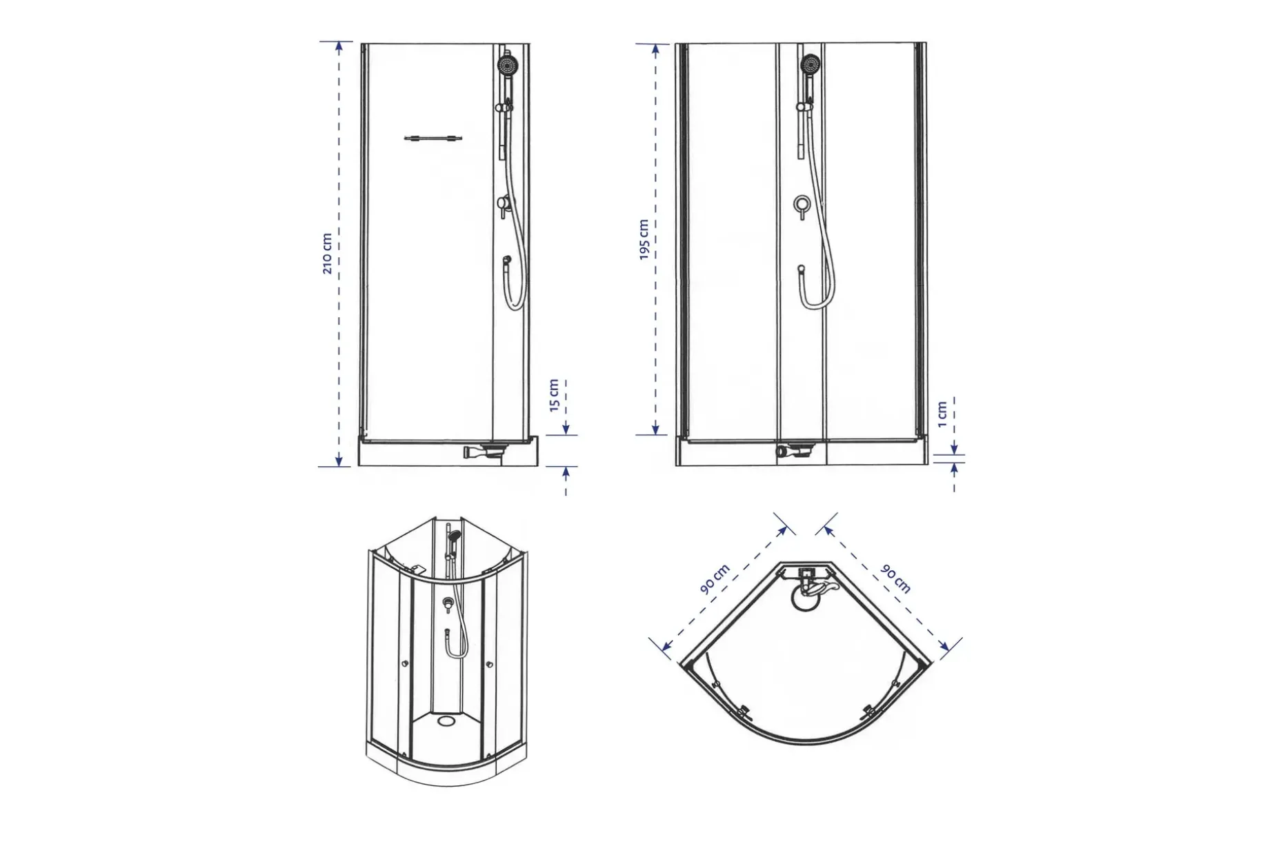 Bankestad Dusjkabinett 210 cm