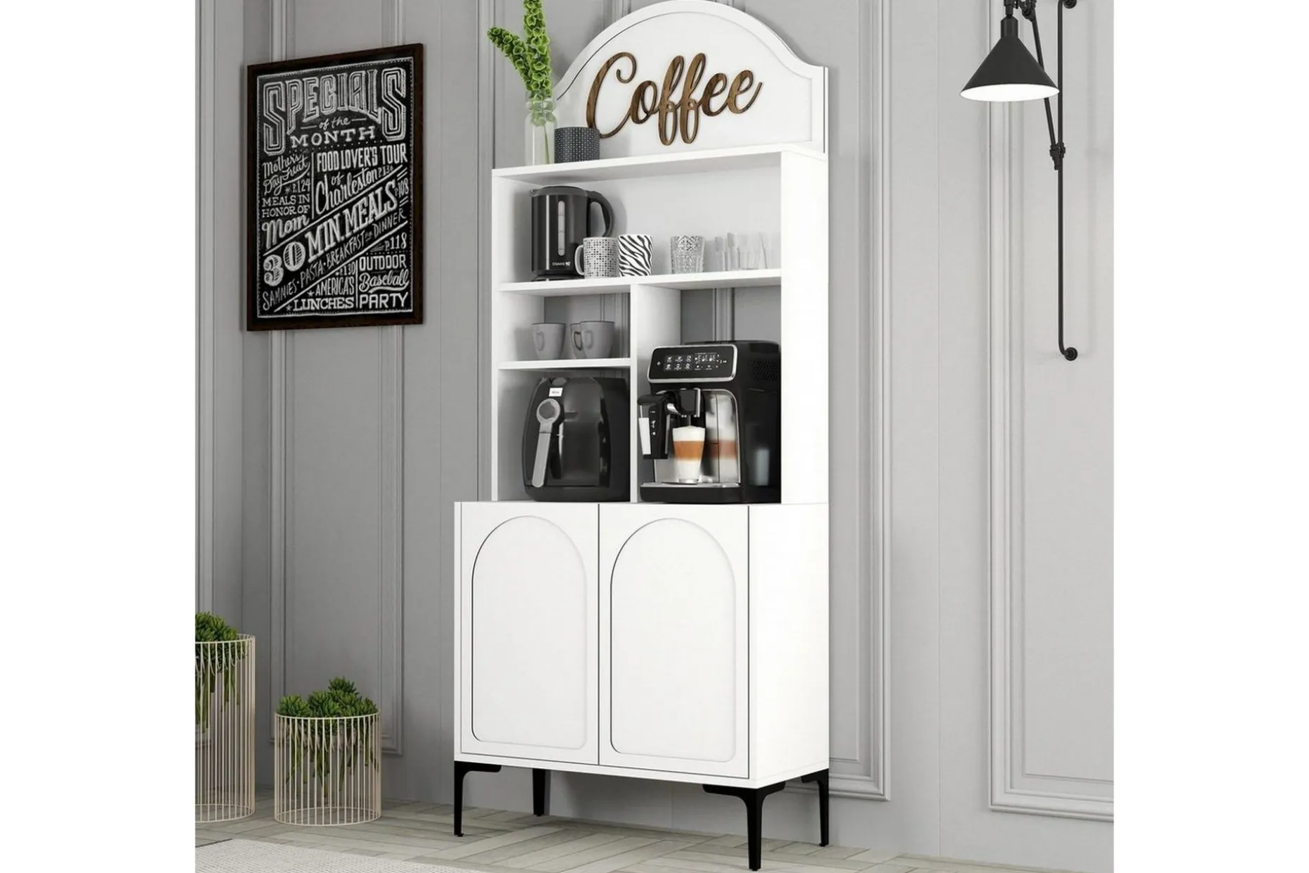 Bar Kaffeskap Hazim To Hvit / Svart