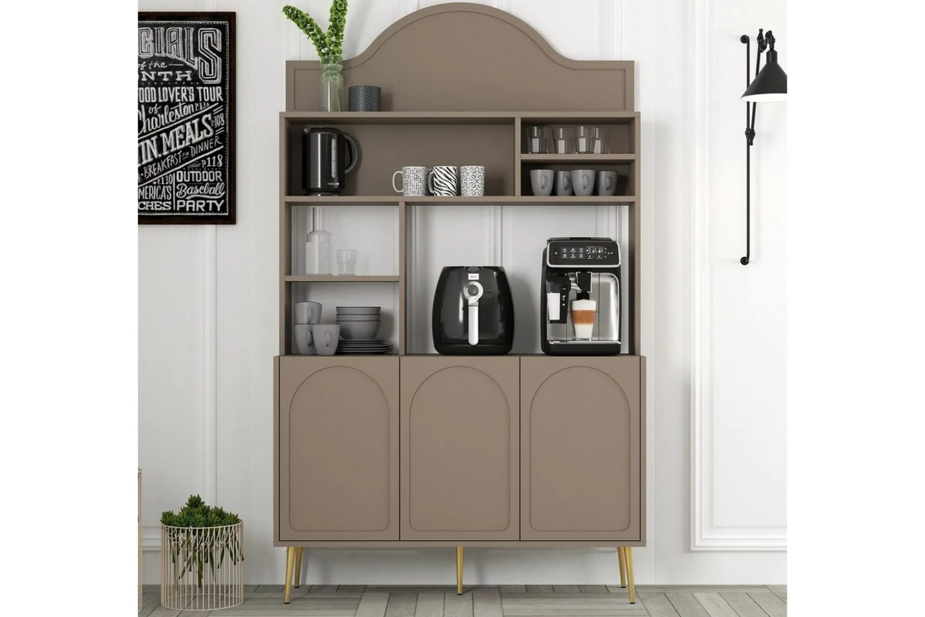 Bar Kaffeskap Hazim Tre Atlas / Gull