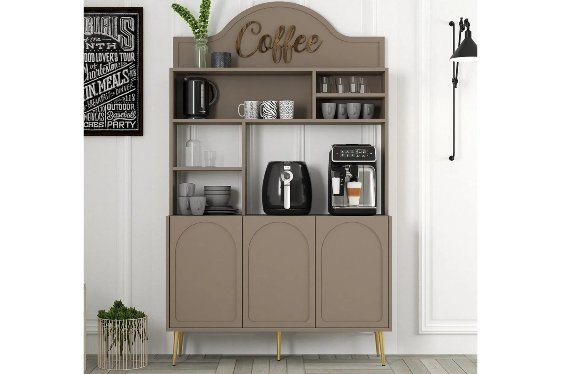 Bar Kaffeskap Hazim Tre Atlas / Gull