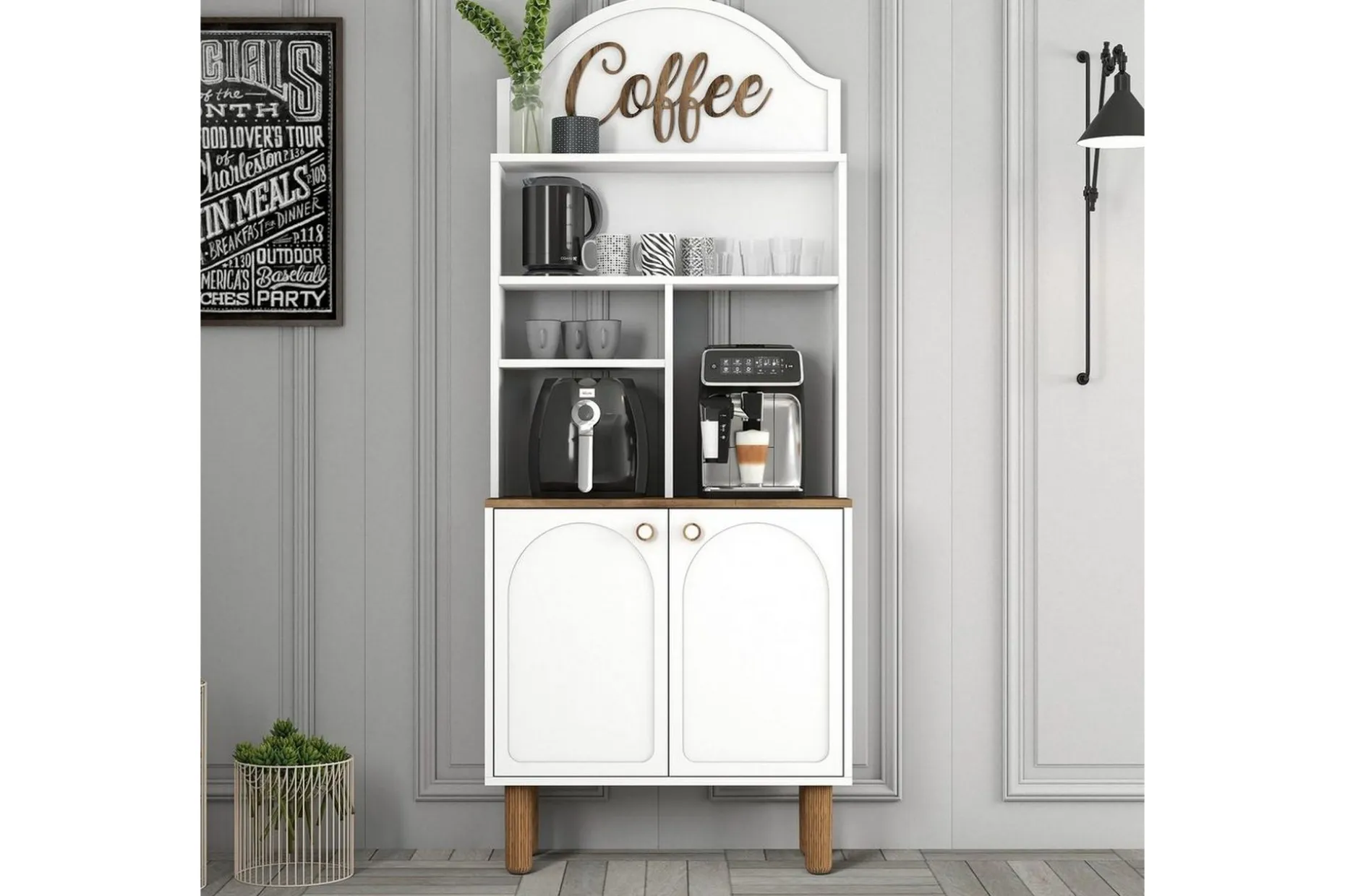 Bar Kaffeskap To Hvit / Eik