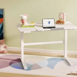 Barneskrivebord HOME4YOU Ergo Kid med 1 motor 112x60x56-80 cm hvit