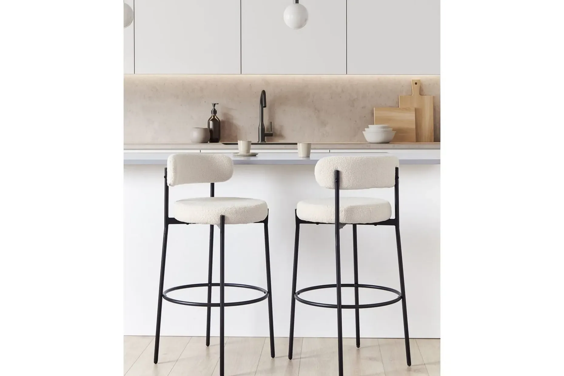 Barstol Beliani Allison set om 2 Beige-Svart White
