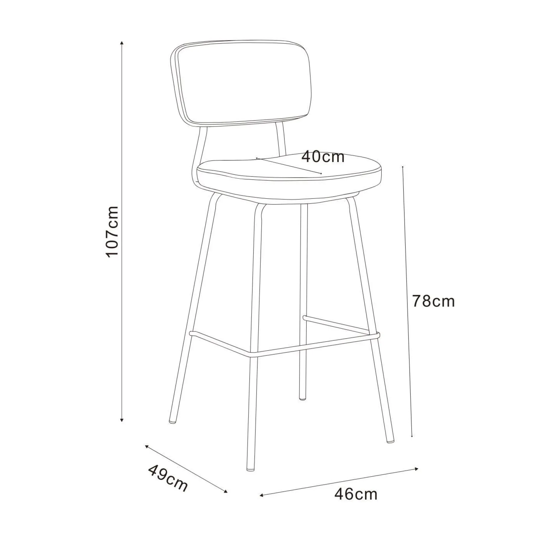 Barstol HOME4YOU Keiu 46x49x107 cm 150x40xh80 cm, melamin eik