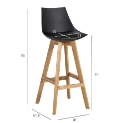 Barstol HOME4YOU Sonja 150x40xh74 cm, melamin med eikebark