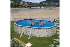 Bassengsett Planet Pool Classic Steinimitasjon Oval 5 x 3 x 1,2 m