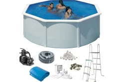 Basseng Stål Swim & Fun Grunnleggende rund Ø350 x 120 cm, Hvit