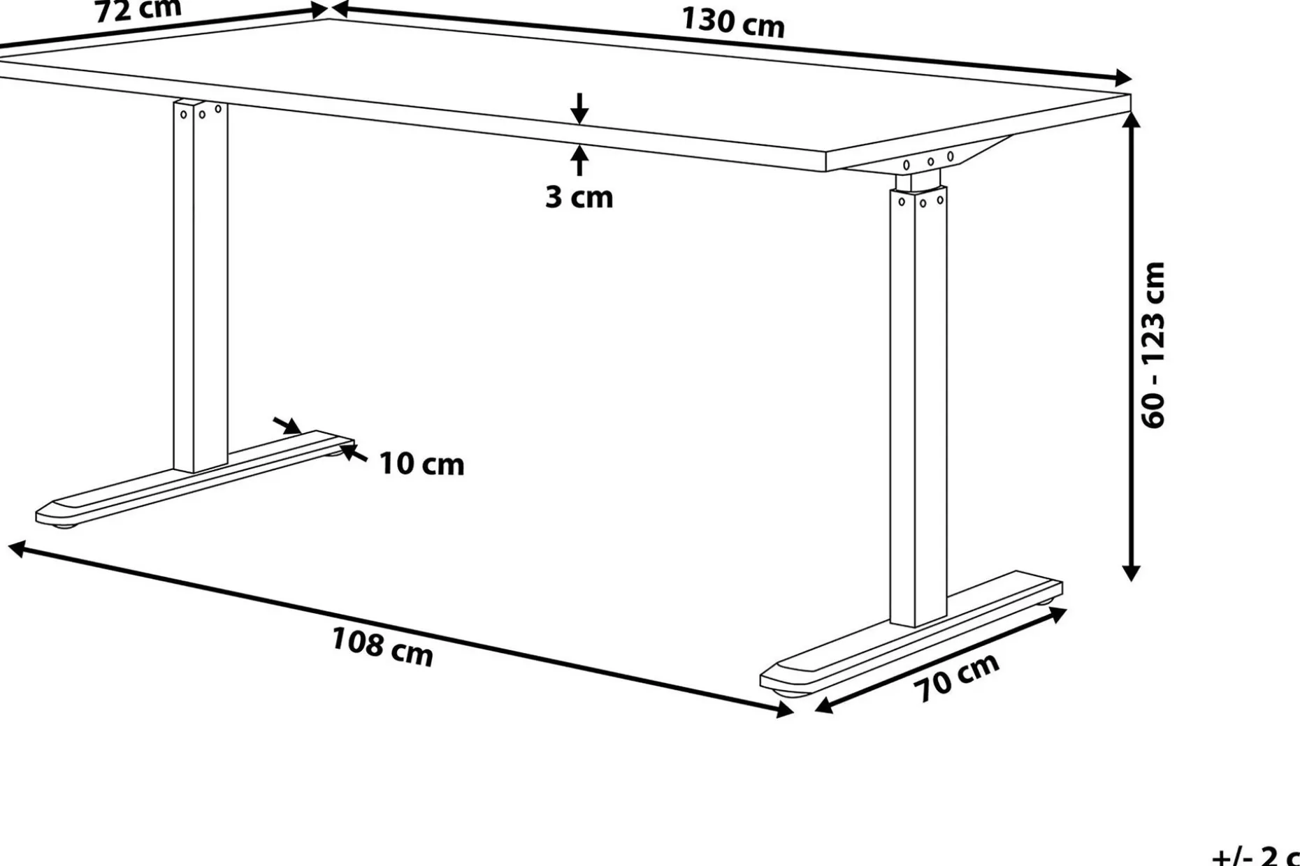 Belluton Skrivebord 130 cm Elektriskt Justerbart