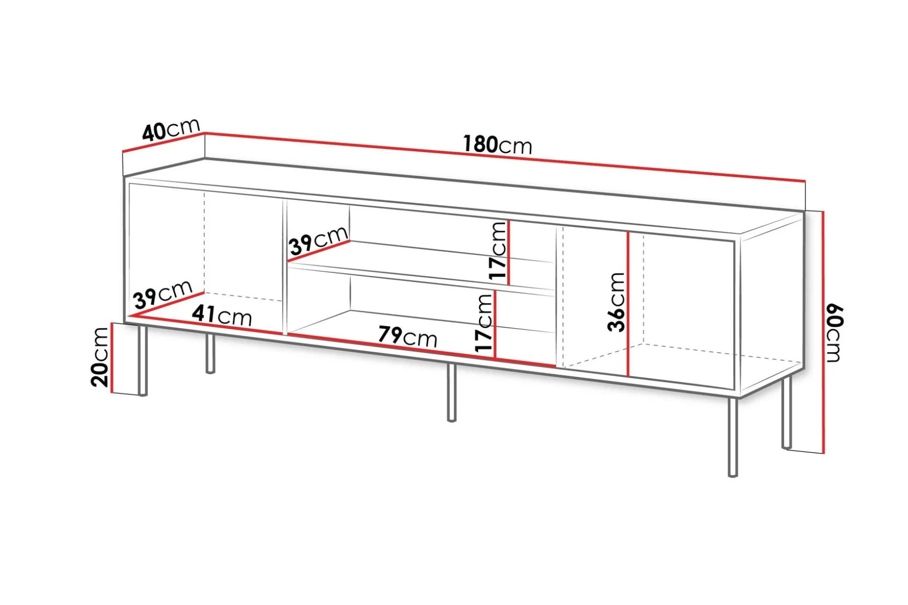 Belonger TV-benk 180 cm