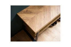 Benke Wohnling Dekor i eikefiskebensmønster med hylle solid metallramme moderne utseende
