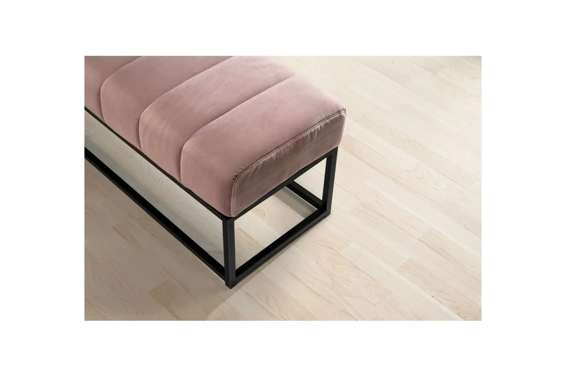 Benke Wohnling fløyelstrukket moderne quiltet elegant metallramme Rosa