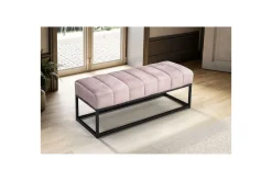 Benke Wohnling fløyelstrukket moderne quiltet elegant metallramme Rosa
