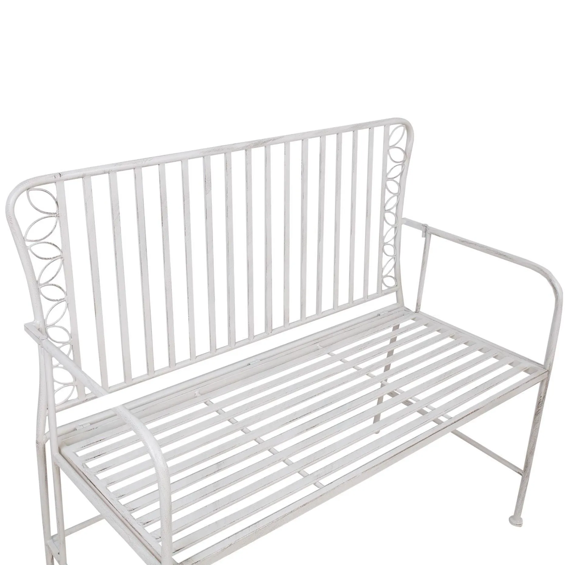 Benk HOME4YOU Jasmine 103x50x93 cm Antikkhvitt metall