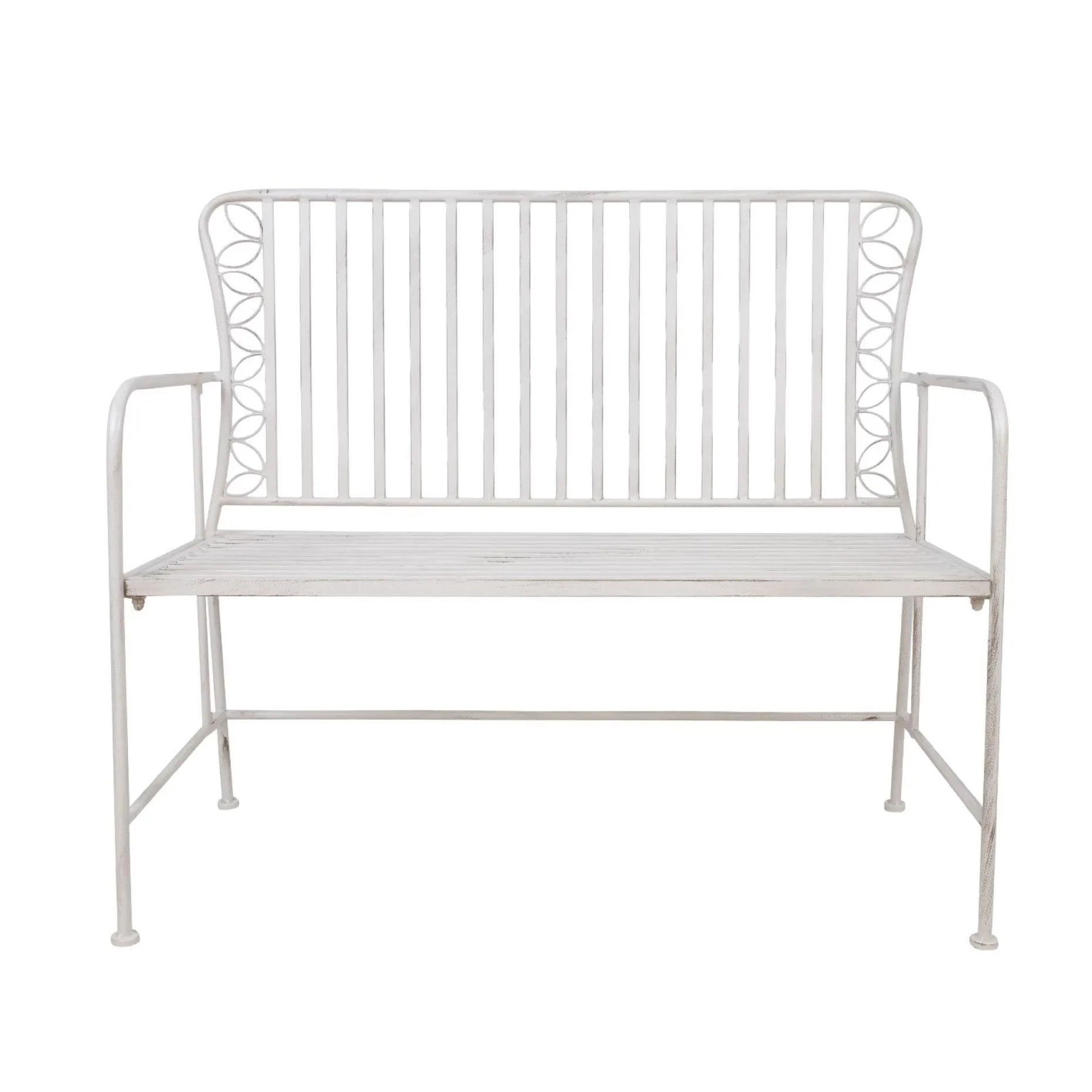 Benk HOME4YOU Jasmine 103x50x93 cm Antikkhvitt metall