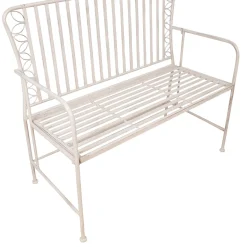 Benk HOME4YOU Jasmine 103x50x93 cm Antikkhvitt metall
