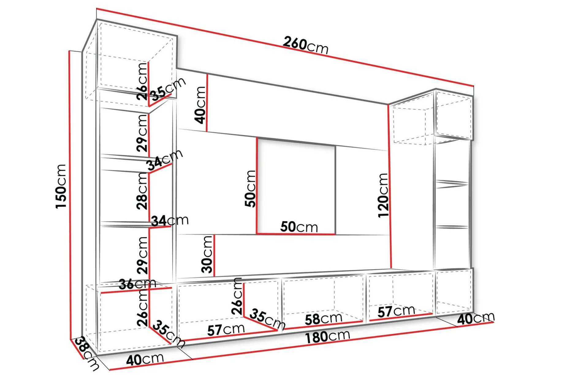 Bernice TV-skap 38x150 cm