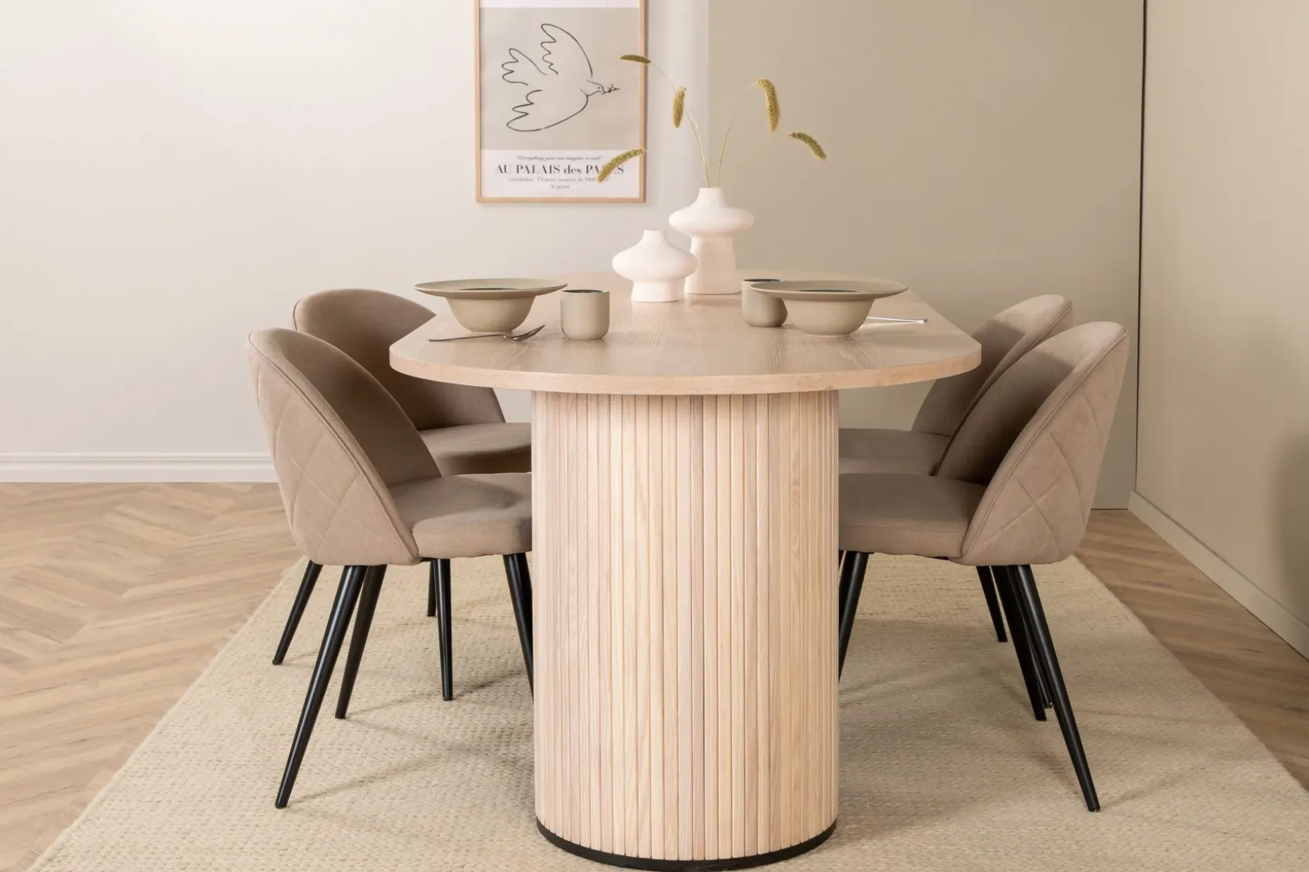 Biana Spisegruppe 200 cm Oval inkl. 4 Velvets Stoler