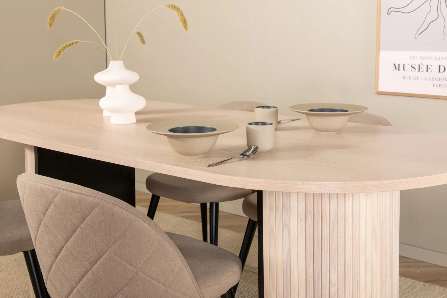 Biana Spisegruppe 200 cm Oval inkl. 4 Velvets Stoler