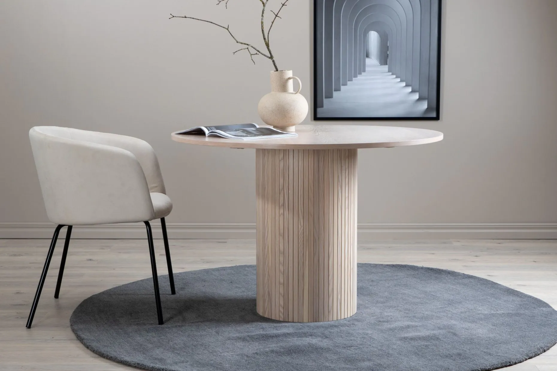 Bianca Spisebord 110 cm Rundt Beige