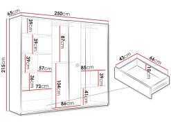 Binche Garderobeskapeskap med speil 250x215 cm