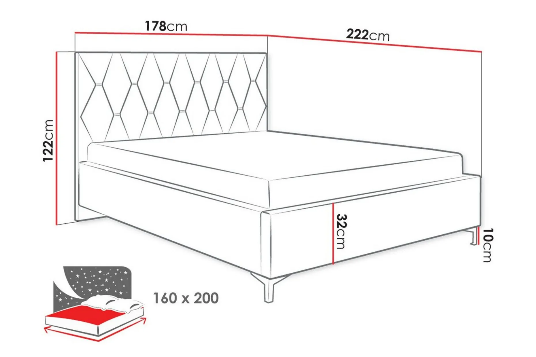 Boisdale Sengeramme 160x200 cm